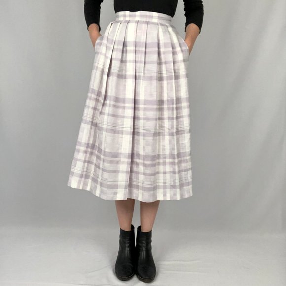 Vintage Pleated Midi Skirt High Waisted Long Pleated Pockets Kilt Preppy Canada - Picture 4 of 9